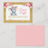 Elephant Pink Floral Diaper Dusche Glitzer Begleitkarte (Vorne/Hinten)