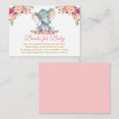 Elephant Pink Floral Gold Bücher für Babydusche Begleitkarte (Vorne/Hinten)
