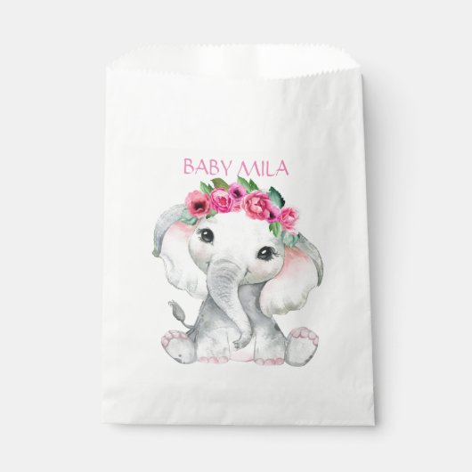 Elephant pink girl baby shower favor geschenktütchen (Vorderseite)