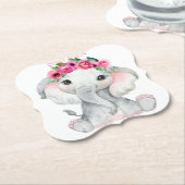 Elephant pink girl baby shower favor untersetzer (angewinkelt)