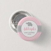 Elephant Pink Gray Polka Dot Girl Baby Dusche Button (Vorne & Hinten)