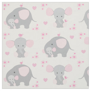 Elephant Pink Gray Safari Animal Kinderzimmer Baby Stoff