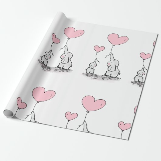 Elephant Pink Mother and Child Baby Dusche Wrappi Geschenkpapier (Ungerollt)