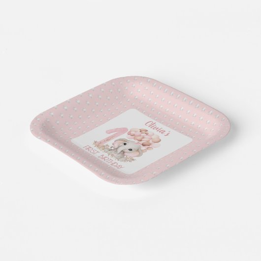 Elephant Pink Pappteller (Gewinkelt)