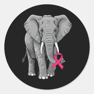Elephant Pink Ribbon Brustkrebs Aufklärung Runder Aufkleber