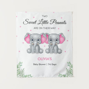 Elephant Pink Twin Girls Babydusche Hintergrund Wandteppich