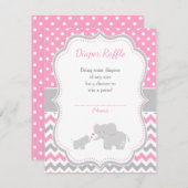 Elephant Pink und Gray Baby Dusche Begleitkarte (Vorne/Hinten)