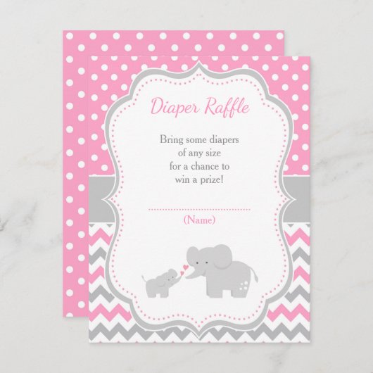 Elephant Pink und Gray Baby Dusche Begleitkarte (Vorne/Hinten)