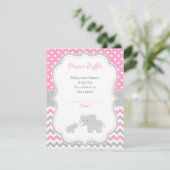 Elephant Pink und Gray Baby Dusche Begleitkarte (Stehend Vorderseite)
