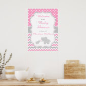 Elephant Pink und Gray Baby Dusche Poster (Küche)