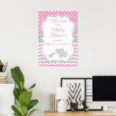 Elephant Pink und Gray Baby Dusche Poster (Heimbüro)