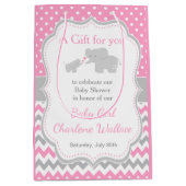 Elephant Pink und Gray Baby Dusche Vielen Dank Mittlere Geschenktüte (Vorderseite)