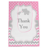 Elephant Pink und Gray Baby Dusche Vielen Dank Mittlere Geschenktüte (Rückseite)
