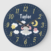 Elephant Pink und Marine Große Wanduhr (Vorderseite)