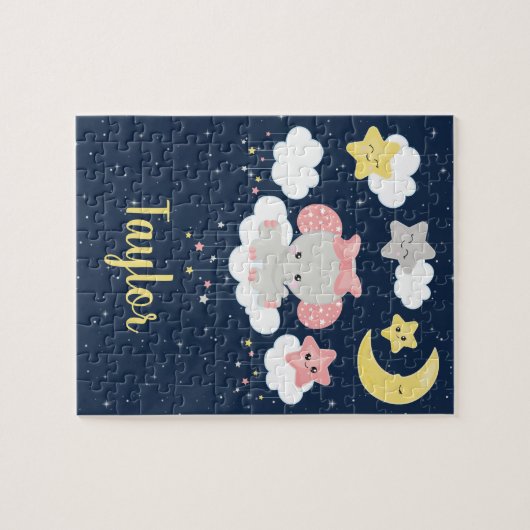 Elephant Pink und Marine Puzzle (Horizontal)