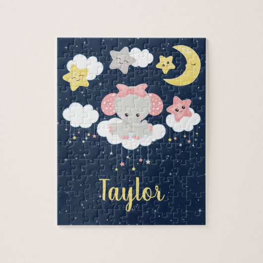 Elephant Pink und Marine Puzzle (Vertikal)