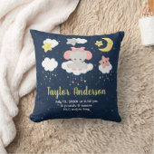 Elephant Pink und Navy Baby Birth Statistik Kissen (Decke)