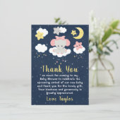 Elephant Pink und Navy Baby Dusche Dankeskarte (Stehend Vorderseite)