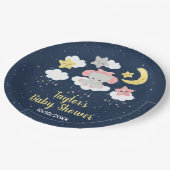 Elephant Pink und Navy Baby Dusche Pappteller (Schrägansicht)