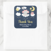 Elephant Pink und Navy Baby Dusche Vielen Dank Quadratischer Aufkleber (Tasche)