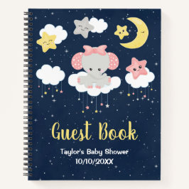 Elephant Pink und Navy Baby Shower Gästebuch Notizblock