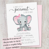 Elephant Pink Watercolor Baby Dusche Einladung