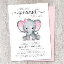 Elephant Pink Watercolor Baby Dusche