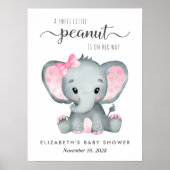 Elephant Pink Watercolor Baby Dusche Willkommen Poster (Vorne)