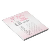 Elephant Pink White Girl Baby Dusche WORD SCRAMBLE Notizblock (angewinkelt)