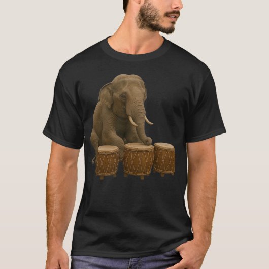 Elephant Playing Drums Drummer T-Shirt (Vorderseite)
