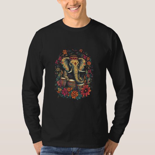 Elephant Playing Drums  Drumming Drummer Boho Hawa T-Shirt (Vorderseite)