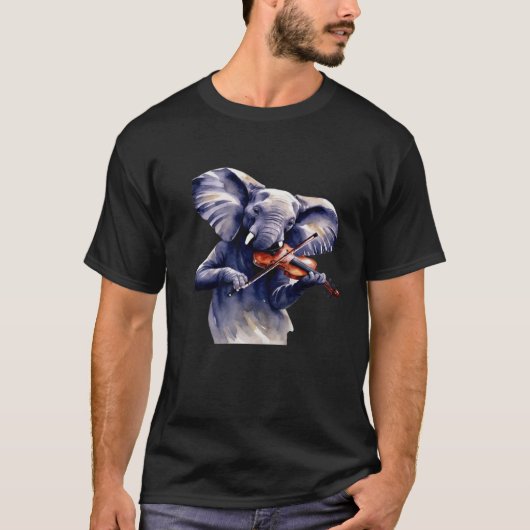 Elephant Playing Gitarre T-Shirt (Vorderseite)
