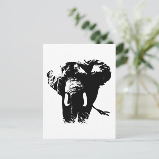 Elephant Pop Art Postkarte (Stehend Vorderseite)