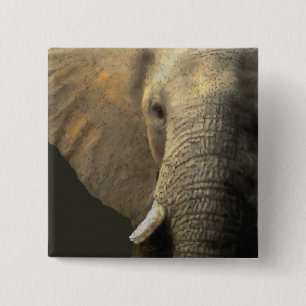Elephant Portrait Button