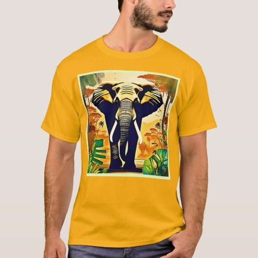 Elephant Portrait Jungle View T-Shirt (Vorderseite)