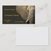 Elephant Portrait Pastel auf schwarz Visitenkarte (Vorne/Hinten)