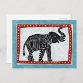 Elephant Postcard Blue Red Schwarz-weiß Postkarte (Vorne/Hinten)