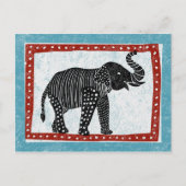 Elephant Postcard Blue Red Schwarz-weiß Postkarte (Vorderseite)