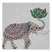 Elephant Poster Indianerdesign mit Lotus (Vorderseite)