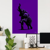Elephant Poster - Schwarze Silhouette auf Lila (Heimbüro)