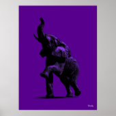 Elephant Poster - Schwarze Silhouette auf Lila (Vorne)