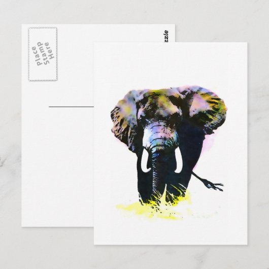 Elephant Postkarte (Vorne/Hinten)