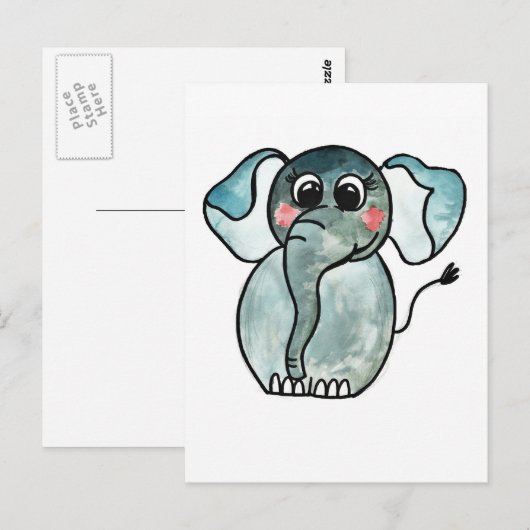 Elephant Postkarte (Vorne/Hinten)