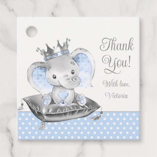 Elephant Prince Baby Dusche Geschenkanhänger (Vorderseite)