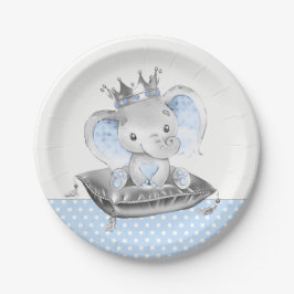 Elephant Prince Baby Dusche Pappteller