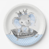 Elephant Prince Baby Dusche Pappteller (Vorderseite)