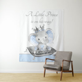 Elephant Prince Baby Shower Background Banner Wandteppich