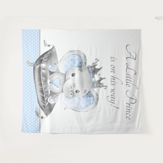Elephant Prince Baby Shower Banner Hintergrund Wandteppich (Vorderseite (Horizontal))