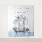 Elephant Prince Baby Shower Banner Hintergrund Wandteppich (Vorderseite)