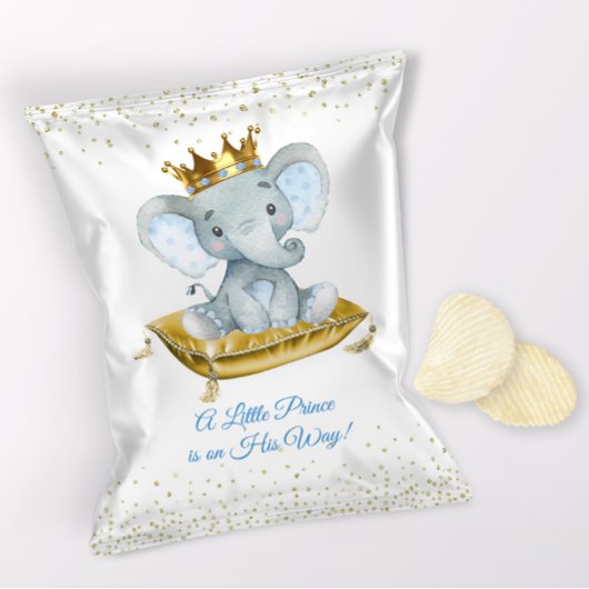 Elephant Prince Baby Shower Chip Bag Wrappers Flyer